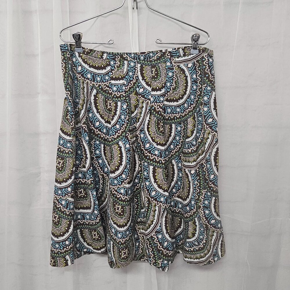 New York & Company Skirt Boho A-line Brown Blue Cotton Hippie Festival 12